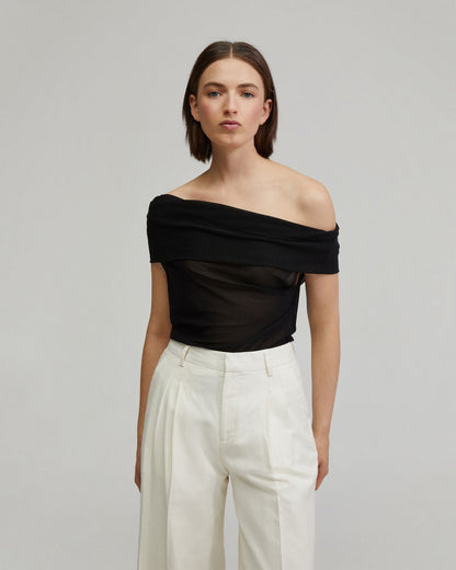 Nia Mesh Off-Shoulder Top