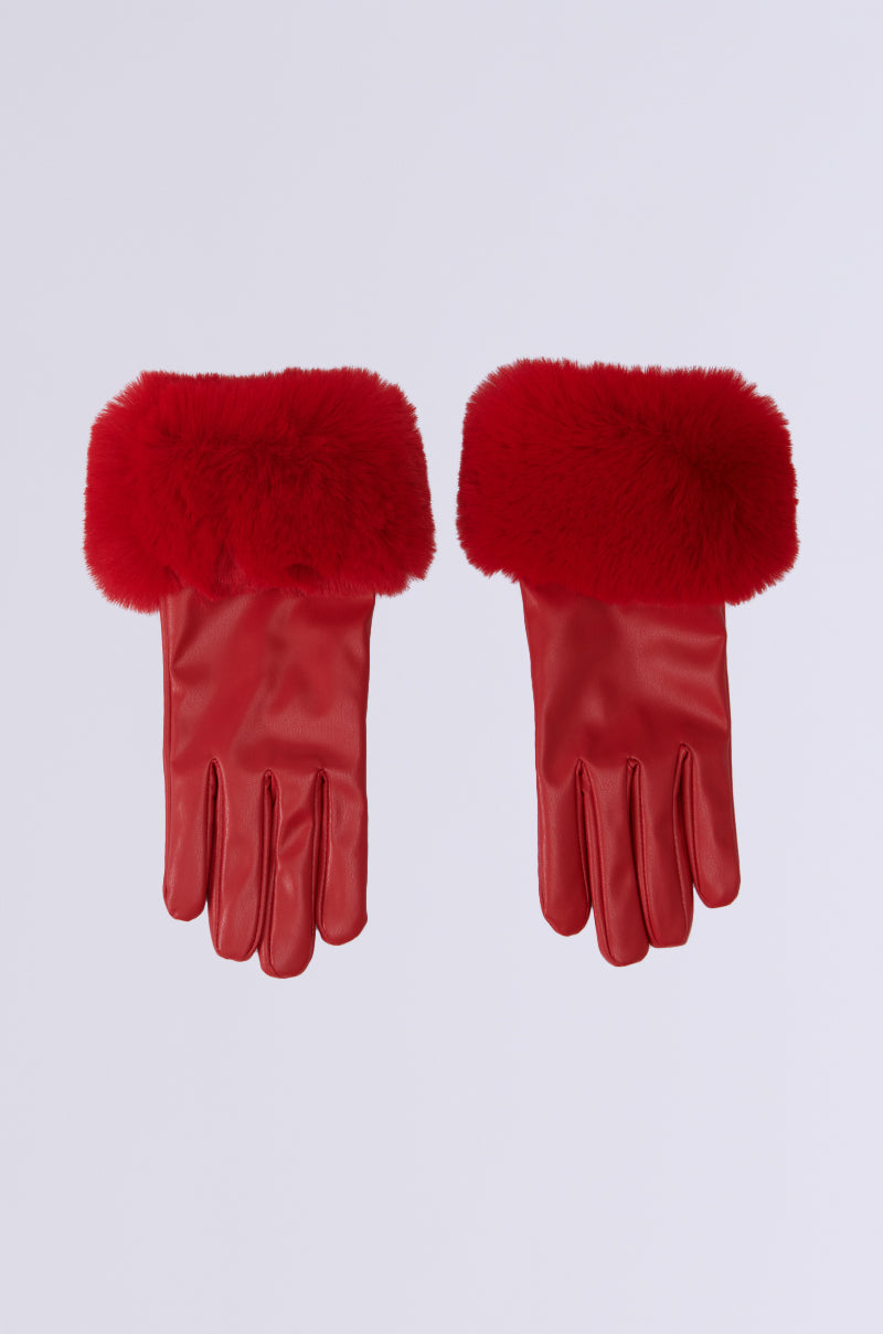 ALL I WANT IS MONEY RED FUR GLOVES
