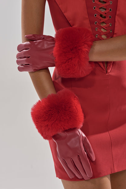 ALL I WANT IS MONEY RED FUR GLOVES