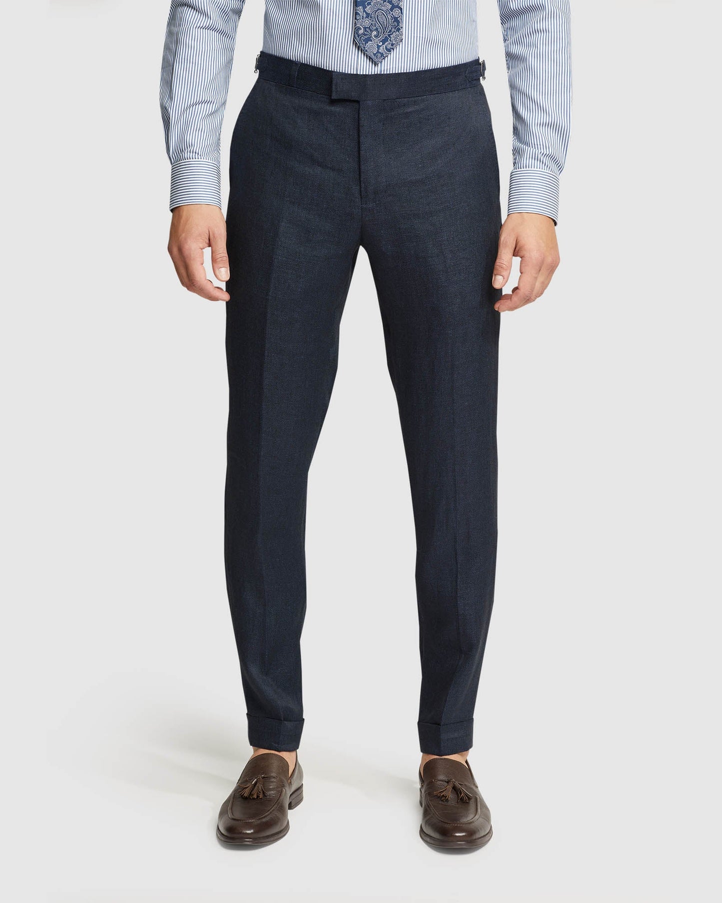 Folded Cuff Linen Trousers