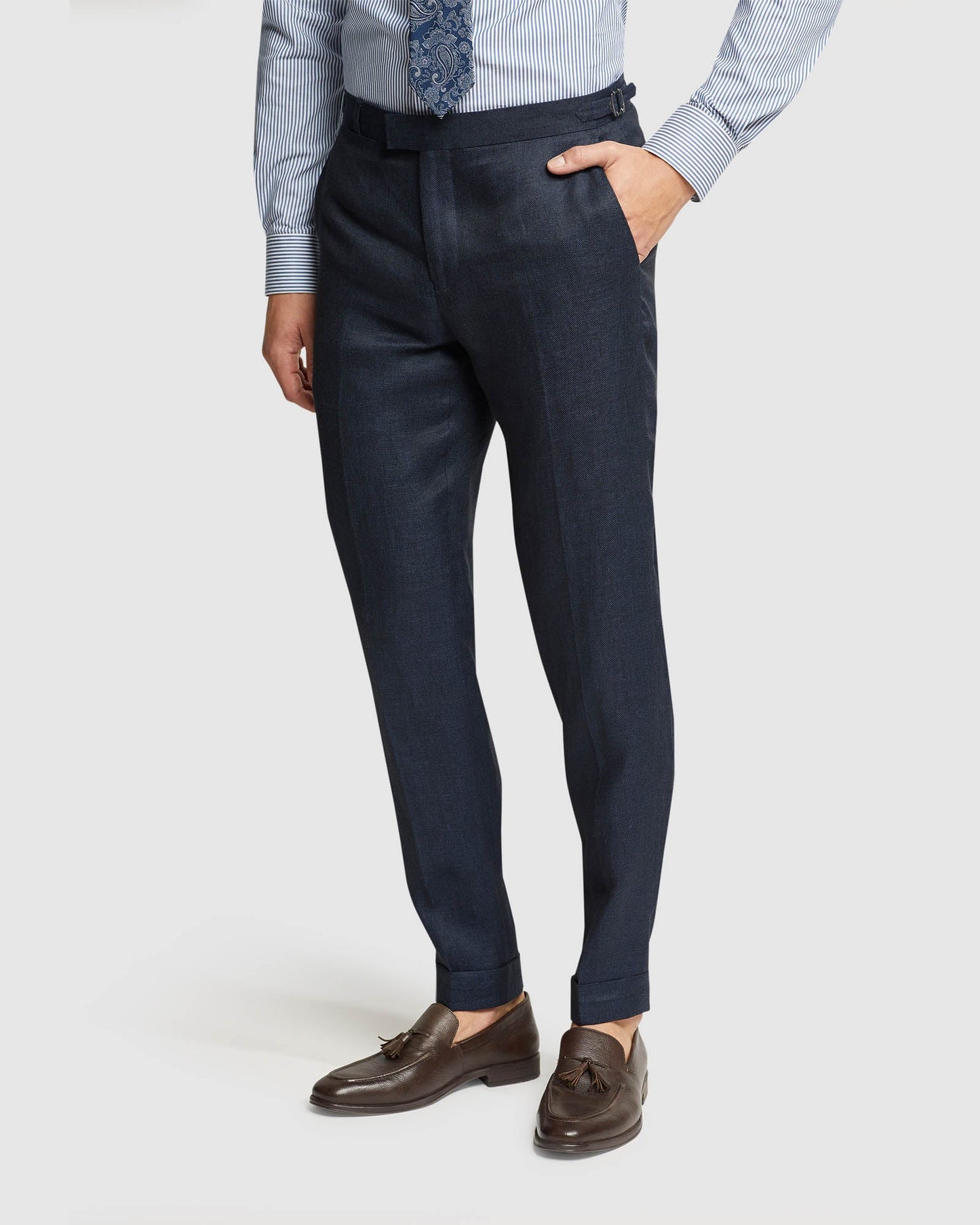 Folded Cuff Linen Trousers