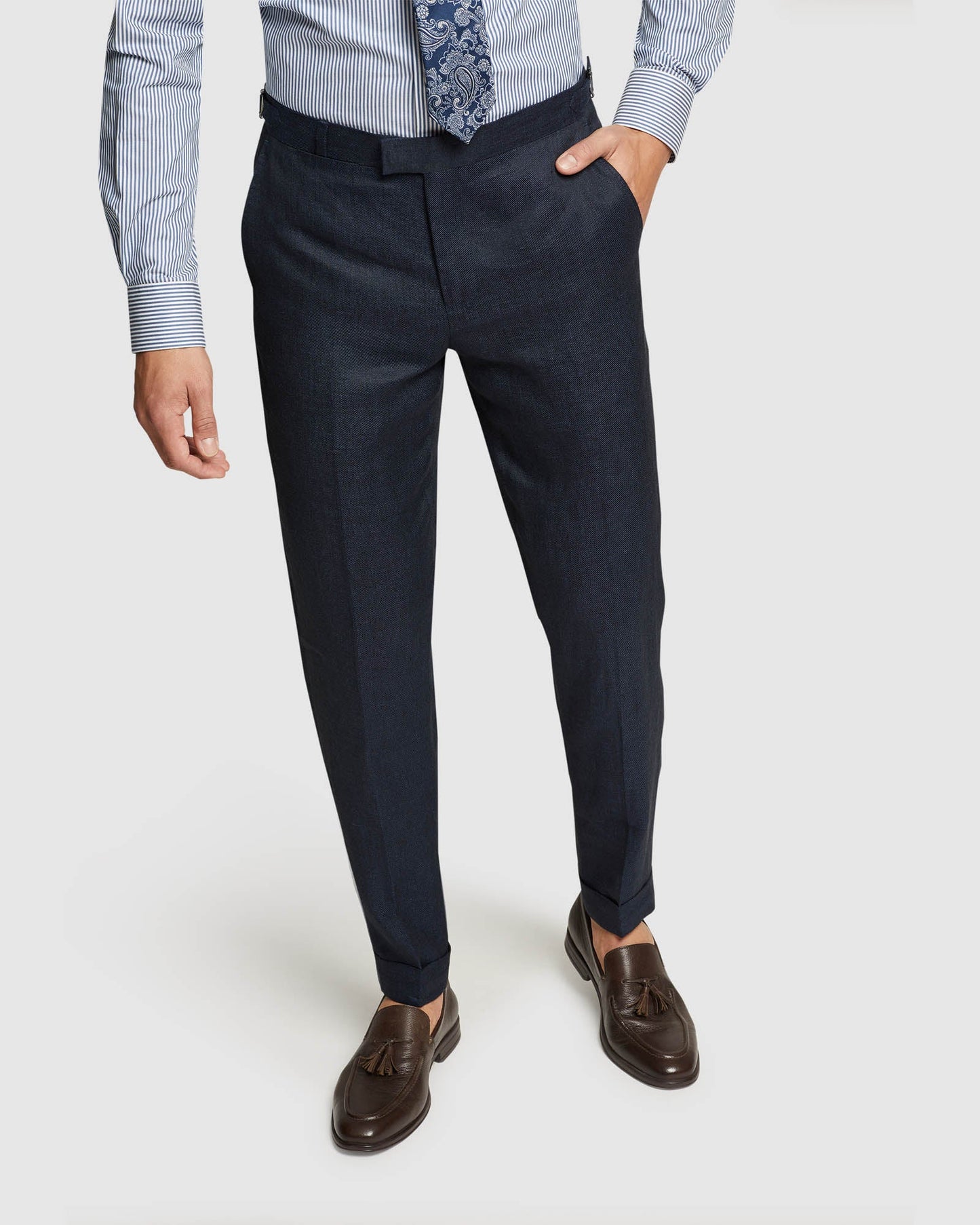 Folded Cuff Linen Trousers
