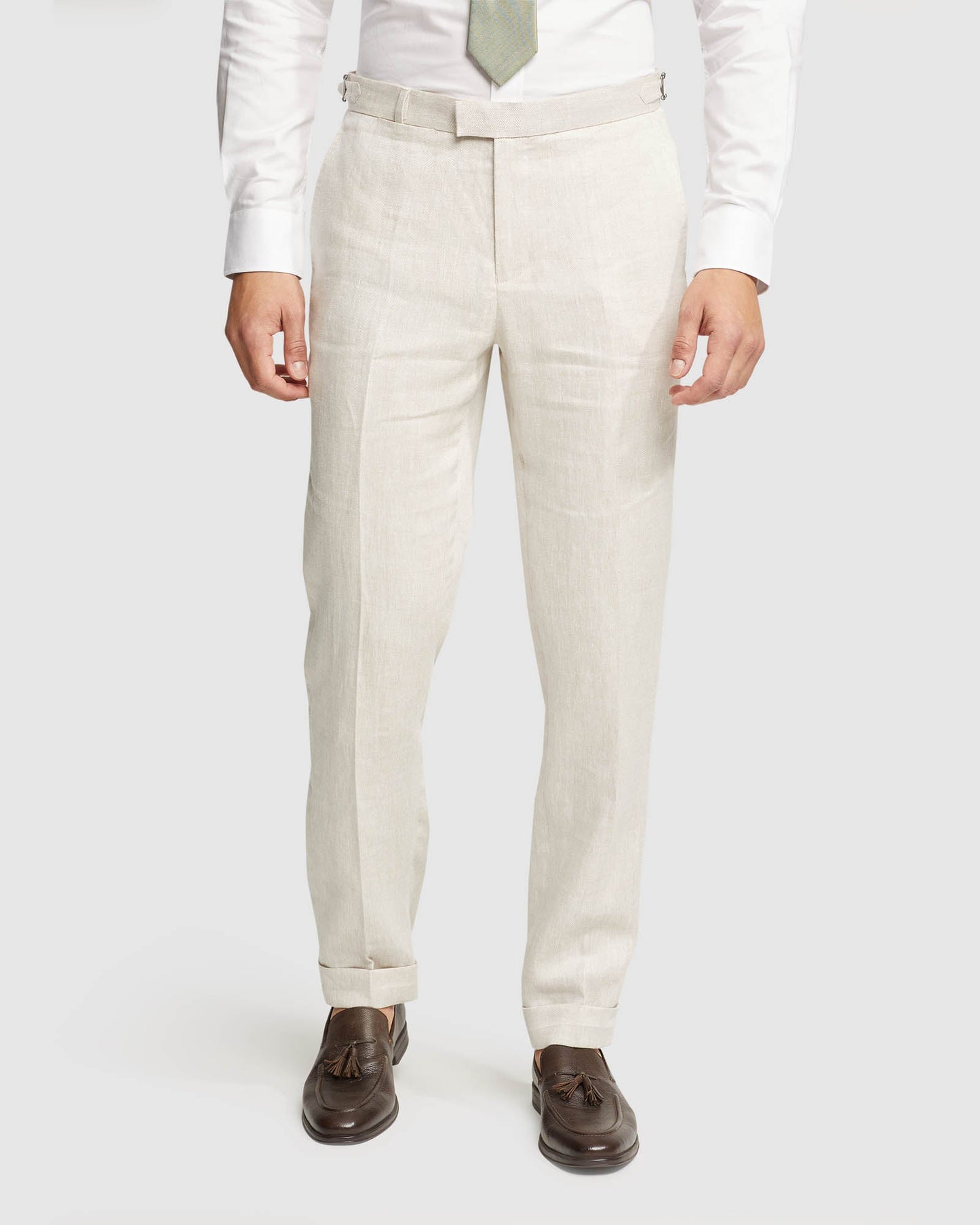 Folded Cuff Linen Trousers