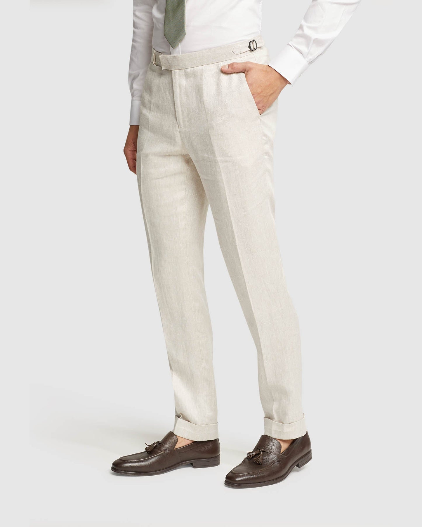 Folded Cuff Linen Trousers