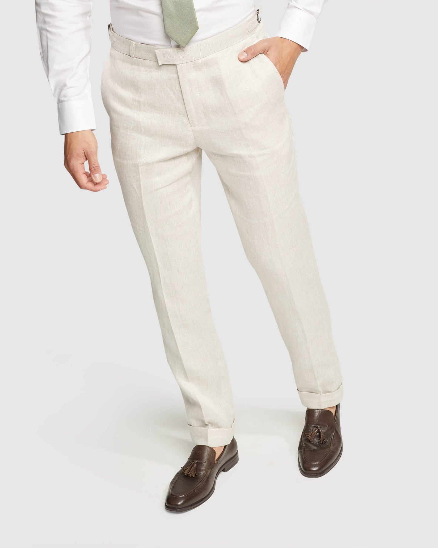 Folded Cuff Linen Trousers