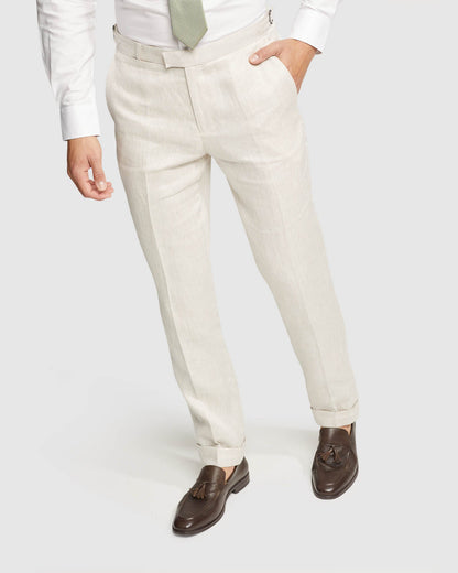 Folded Cuff Linen Trousers