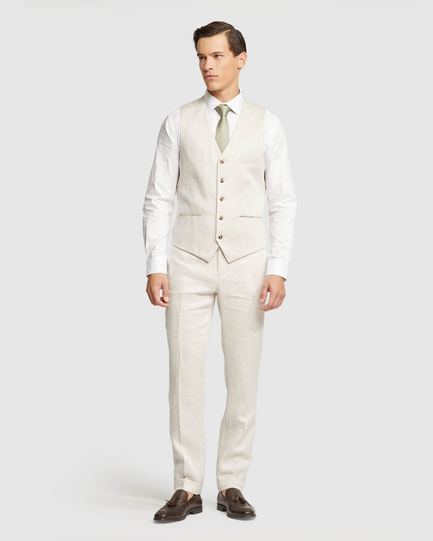 Folded Cuff Linen Trousers