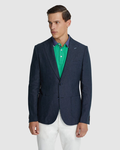 Milton Linen Blazer With Peak Lapel