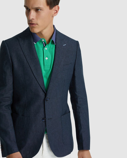 Milton Linen Blazer With Peak Lapel