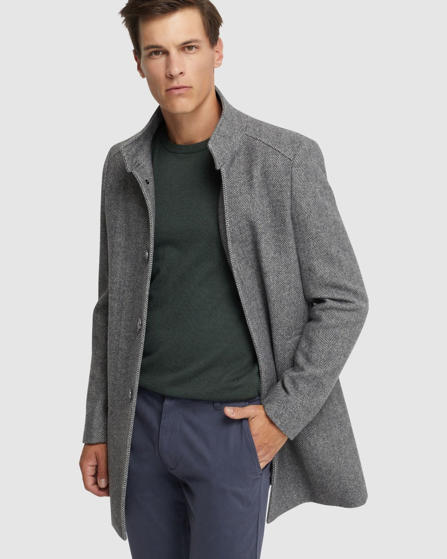 Dunbar Herringbone Wool Rich Coat