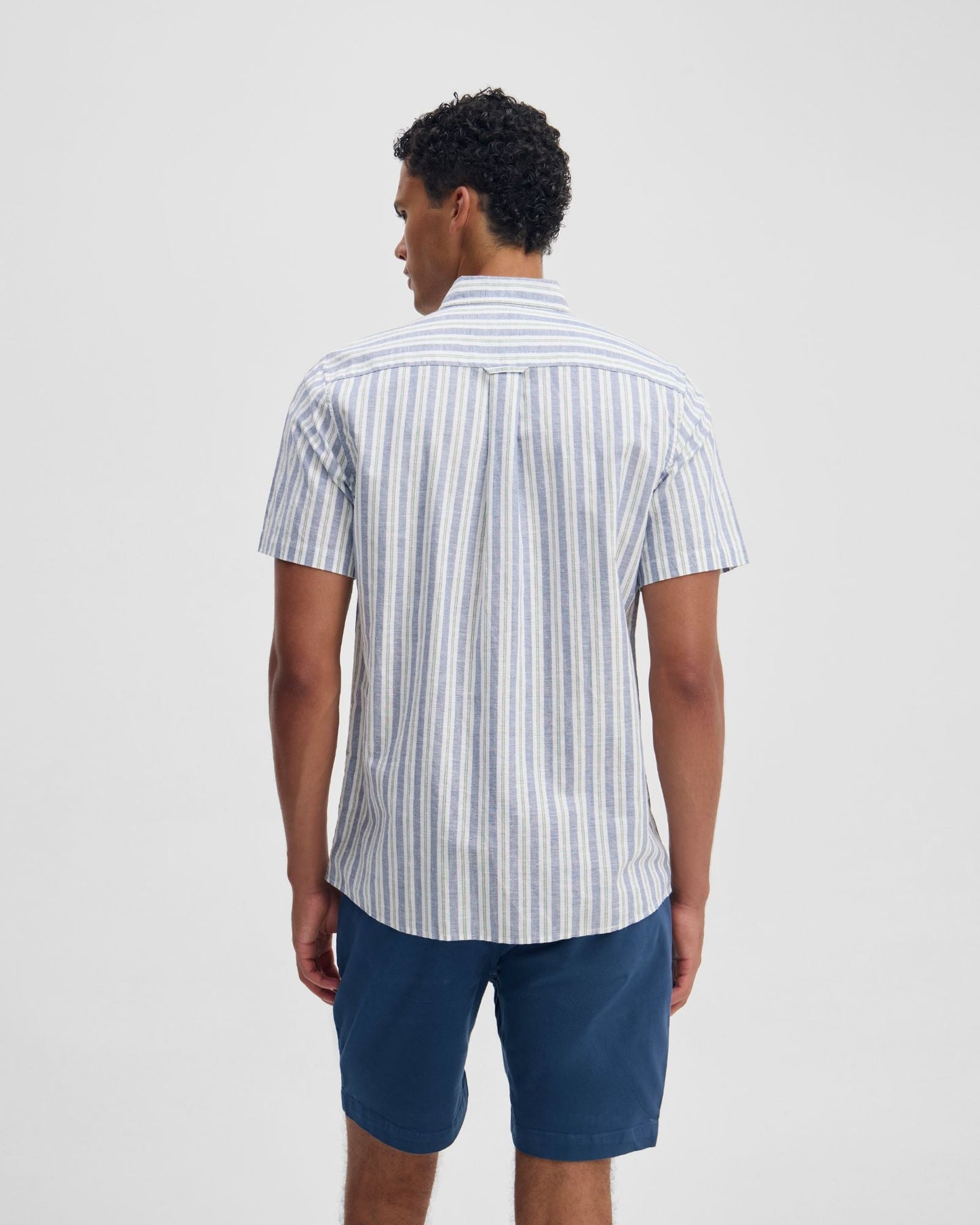 Leyton Short Sleeve Stripe Linen Shirt