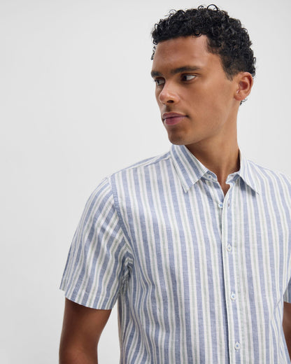 Leyton Short Sleeve Stripe Linen Shirt