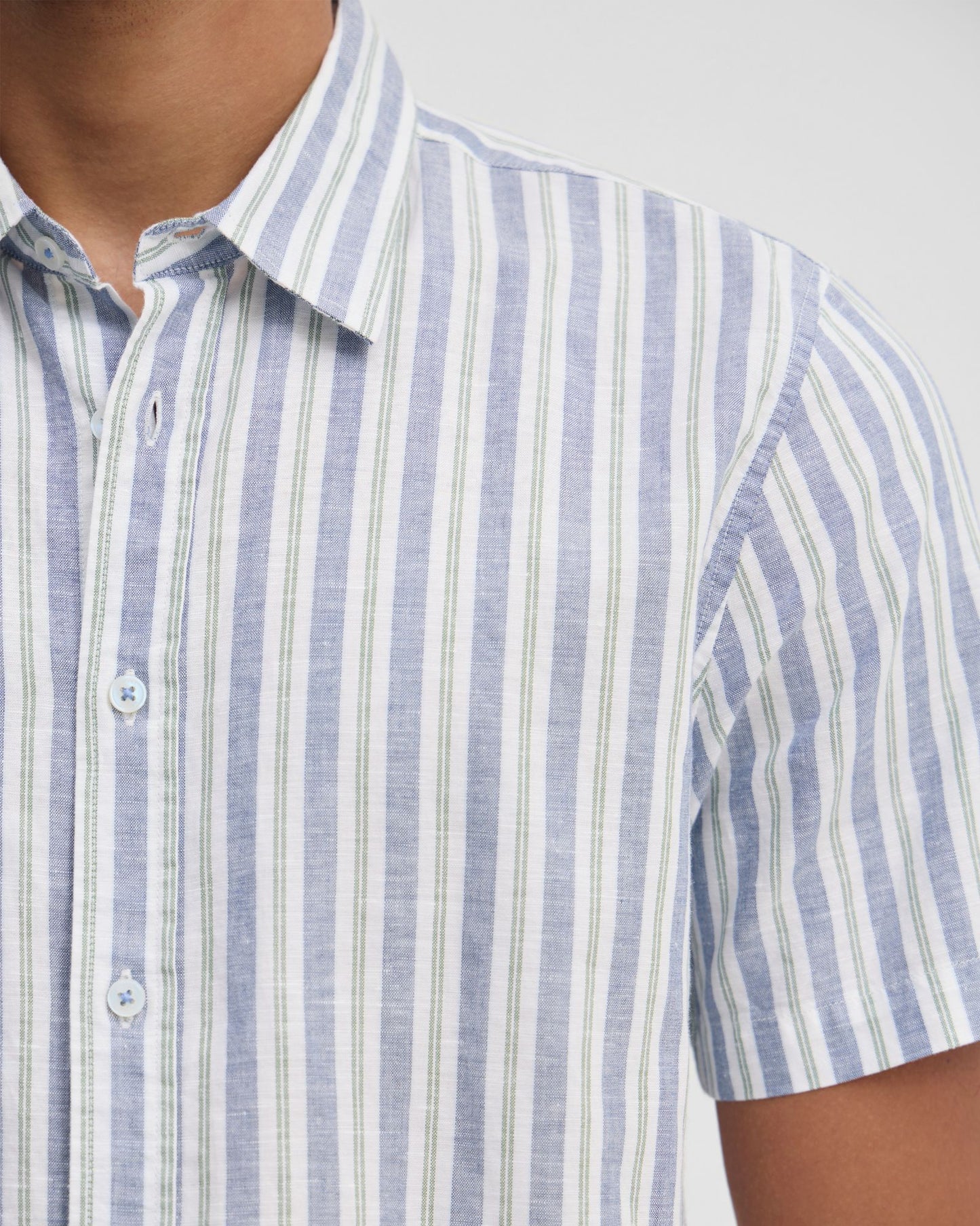 Leyton Short Sleeve Stripe Linen Shirt