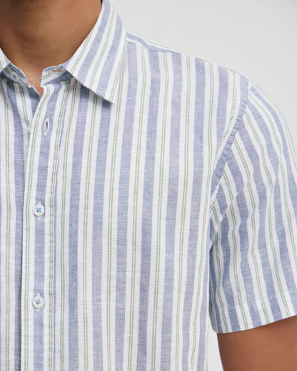 Leyton Short Sleeve Stripe Linen Shirt