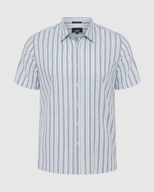 Leyton Short Sleeve Stripe Linen Shirt