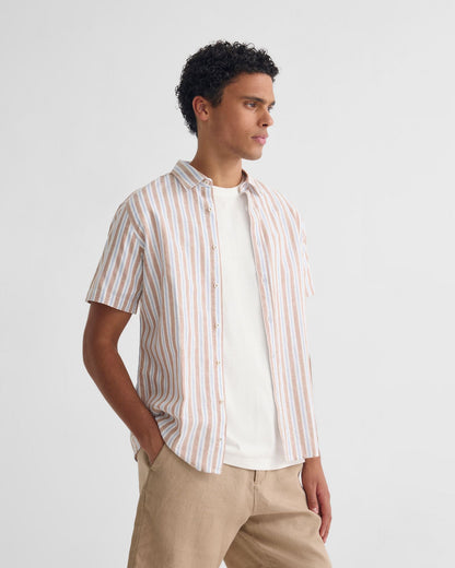 Leyton Short Sleeve Stripe Linen Shirt