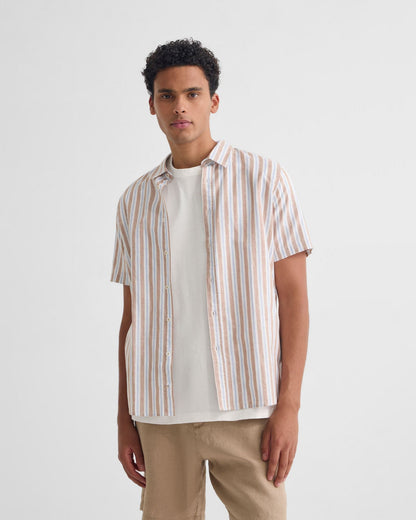 Leyton Short Sleeve Stripe Linen Shirt
