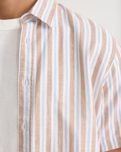 Leyton Short Sleeve Stripe Linen Shirt