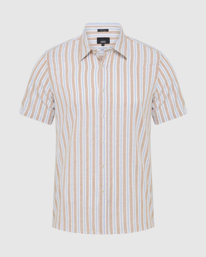 Leyton Short Sleeve Stripe Linen Shirt