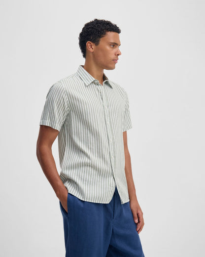 Leyton Short Sleeve Stripe Linen Shirt