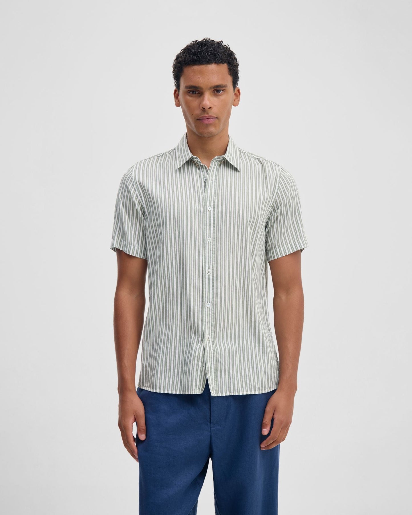 Leyton Short Sleeve Stripe Linen Shirt