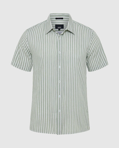Leyton Short Sleeve Stripe Linen Shirt