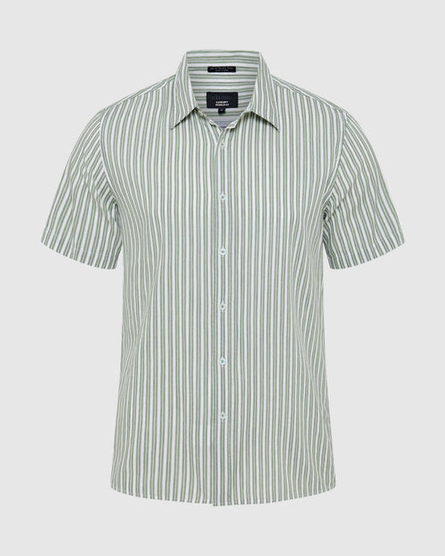 Leyton Short Sleeve Stripe Linen Shirt