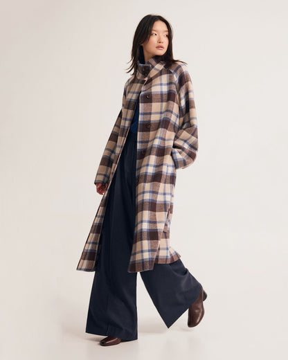 Edi Checked Funnel Collar Coat