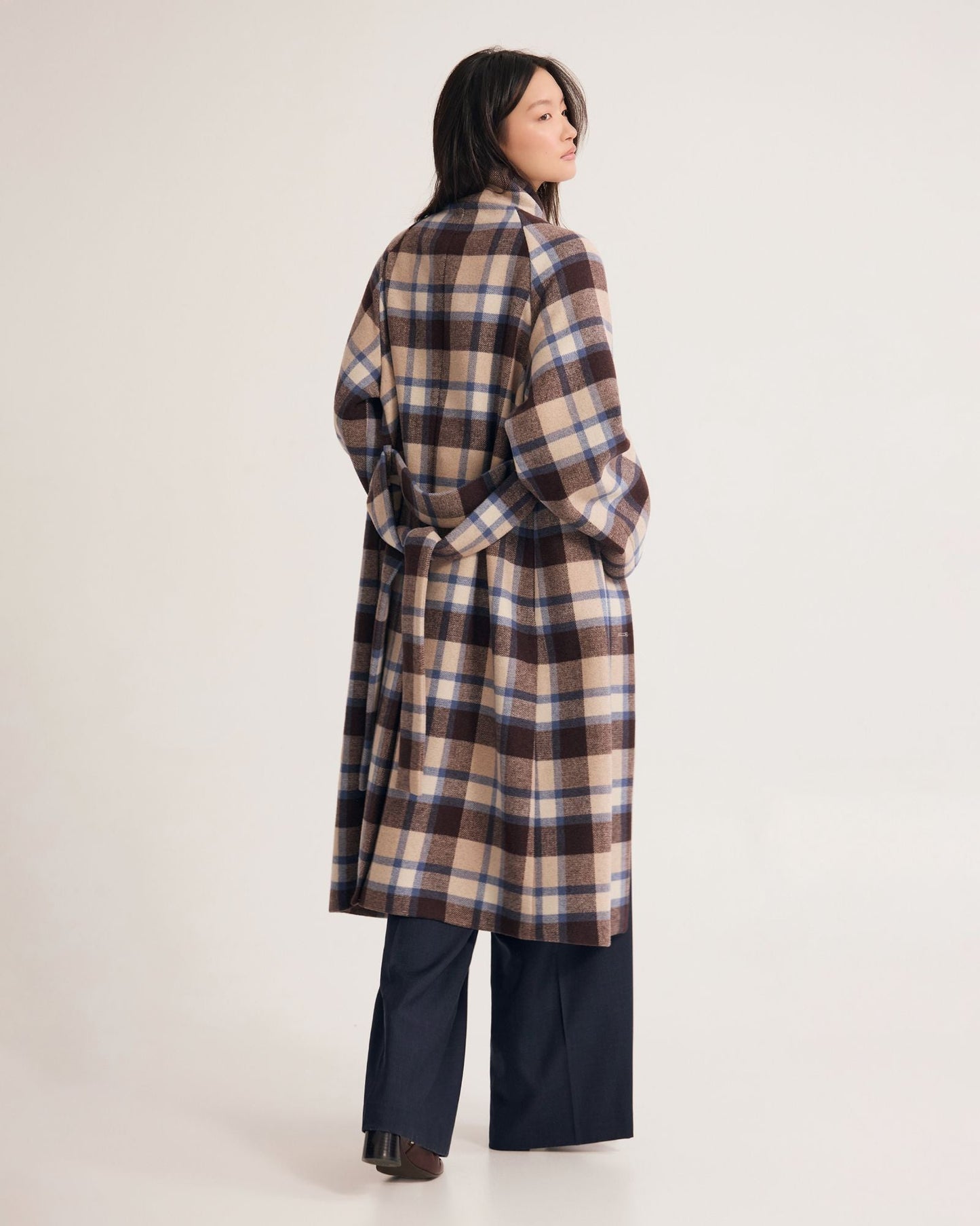 Edi Checked Funnel Collar Coat