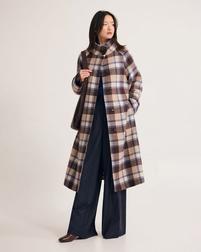 Edi Checked Funnel Collar Coat