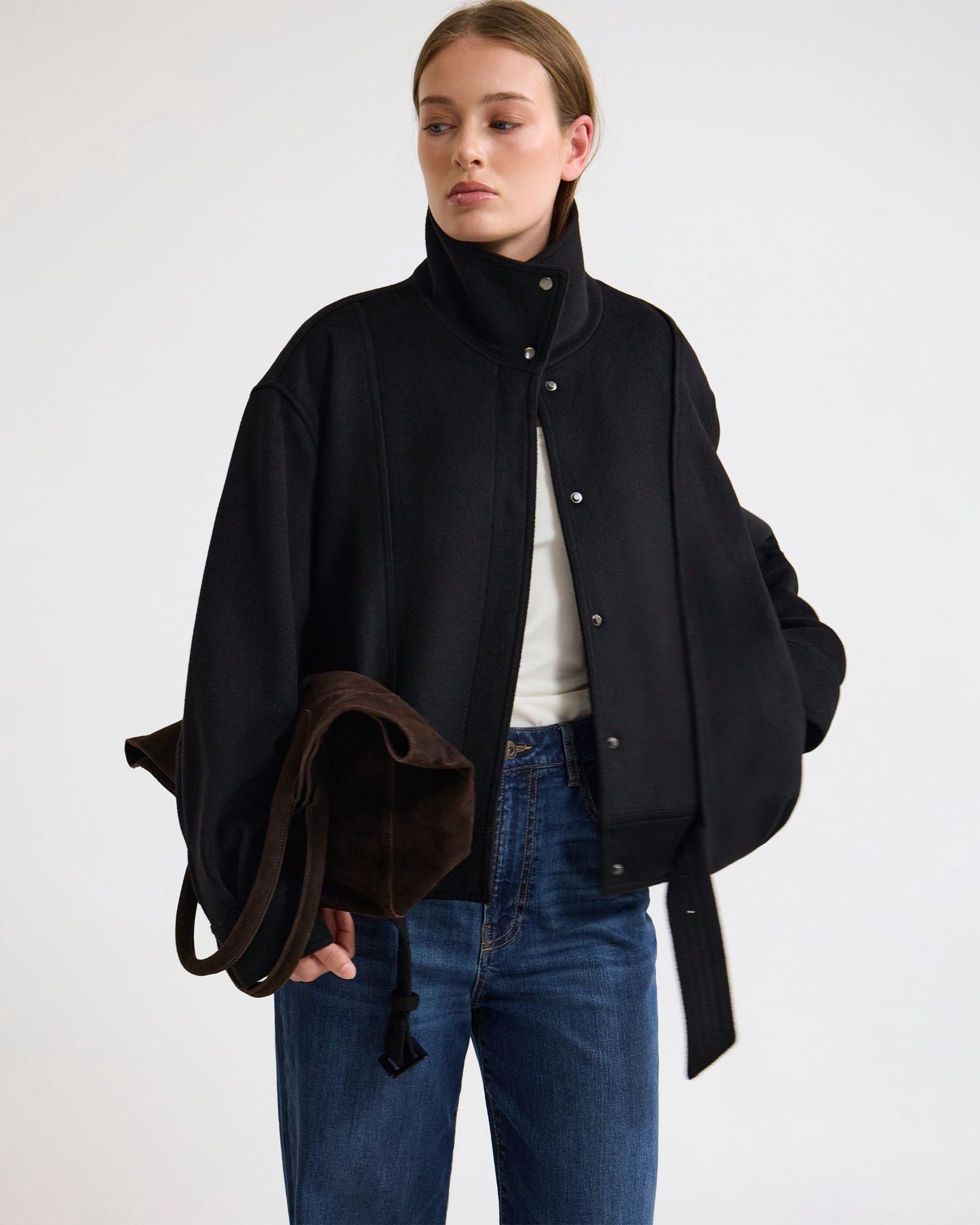 Emma Wool Blend Funnel Trm Jacket