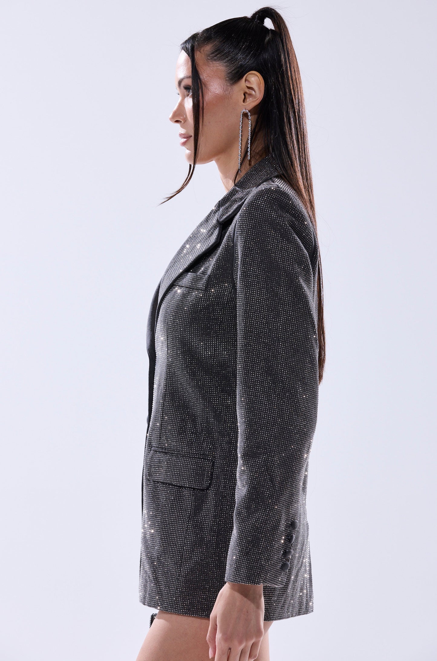 ALL EYES ON ME EMBELLISHED DENIM BLAZER