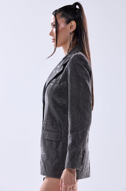 ALL EYES ON ME EMBELLISHED DENIM BLAZER