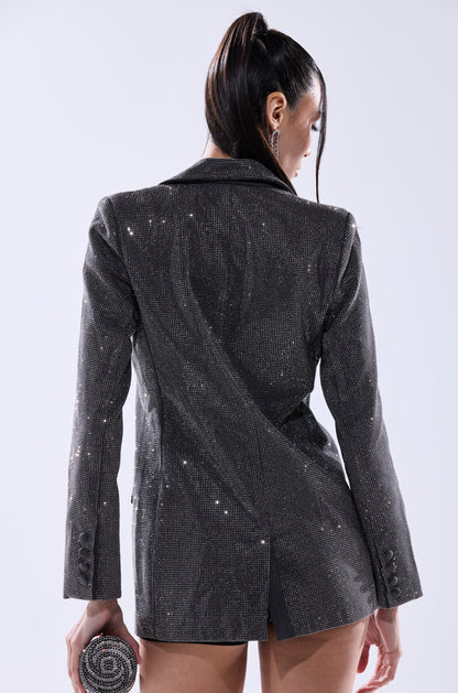ALL EYES ON ME EMBELLISHED DENIM BLAZER