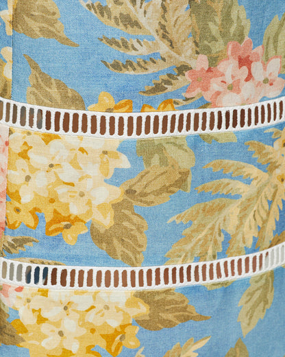 Rose Tropical Print Linen Skirt