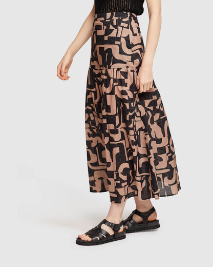 Olivia Geo Print Voile Skirt