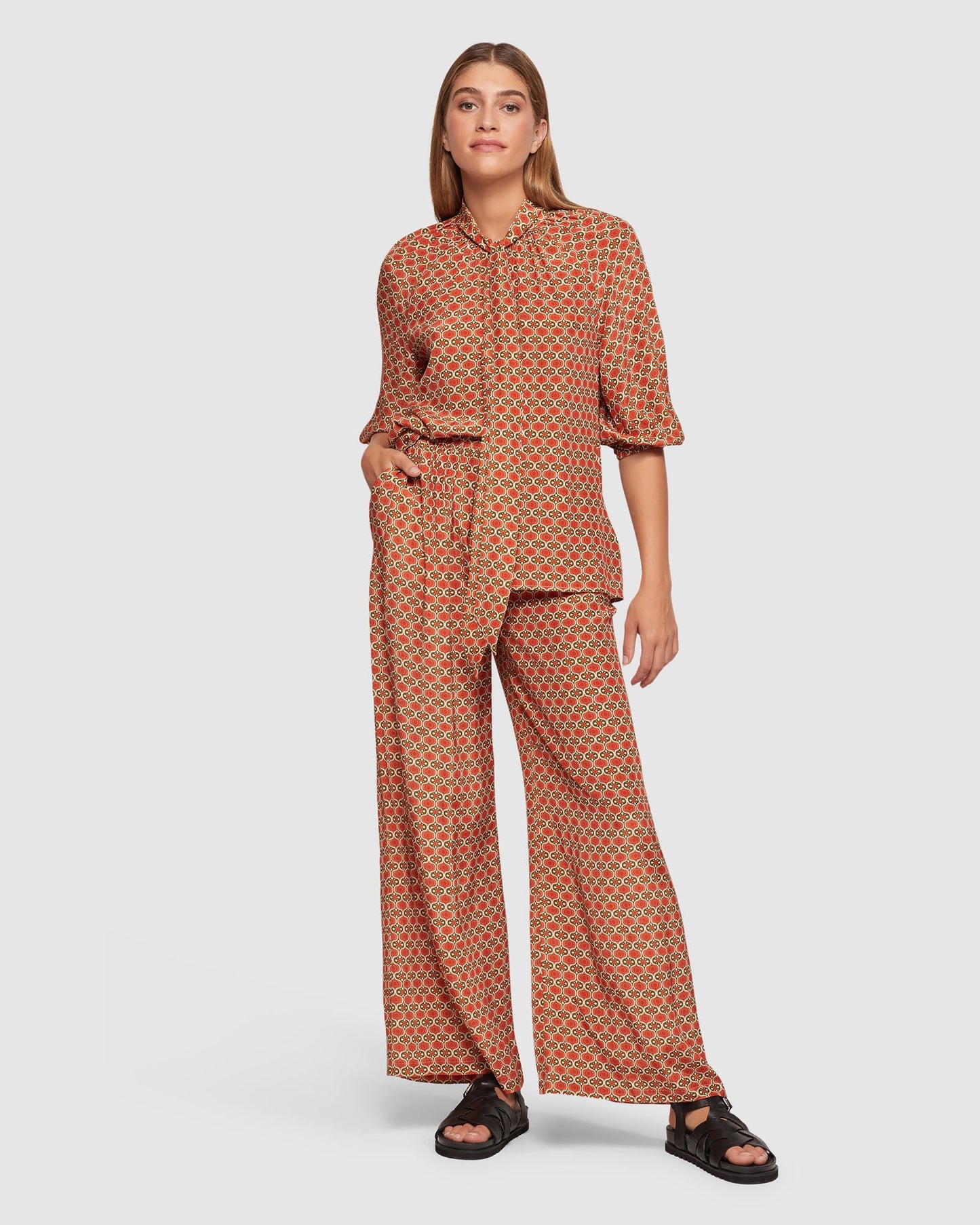 Chantel Geo Print Wide Leg Pants