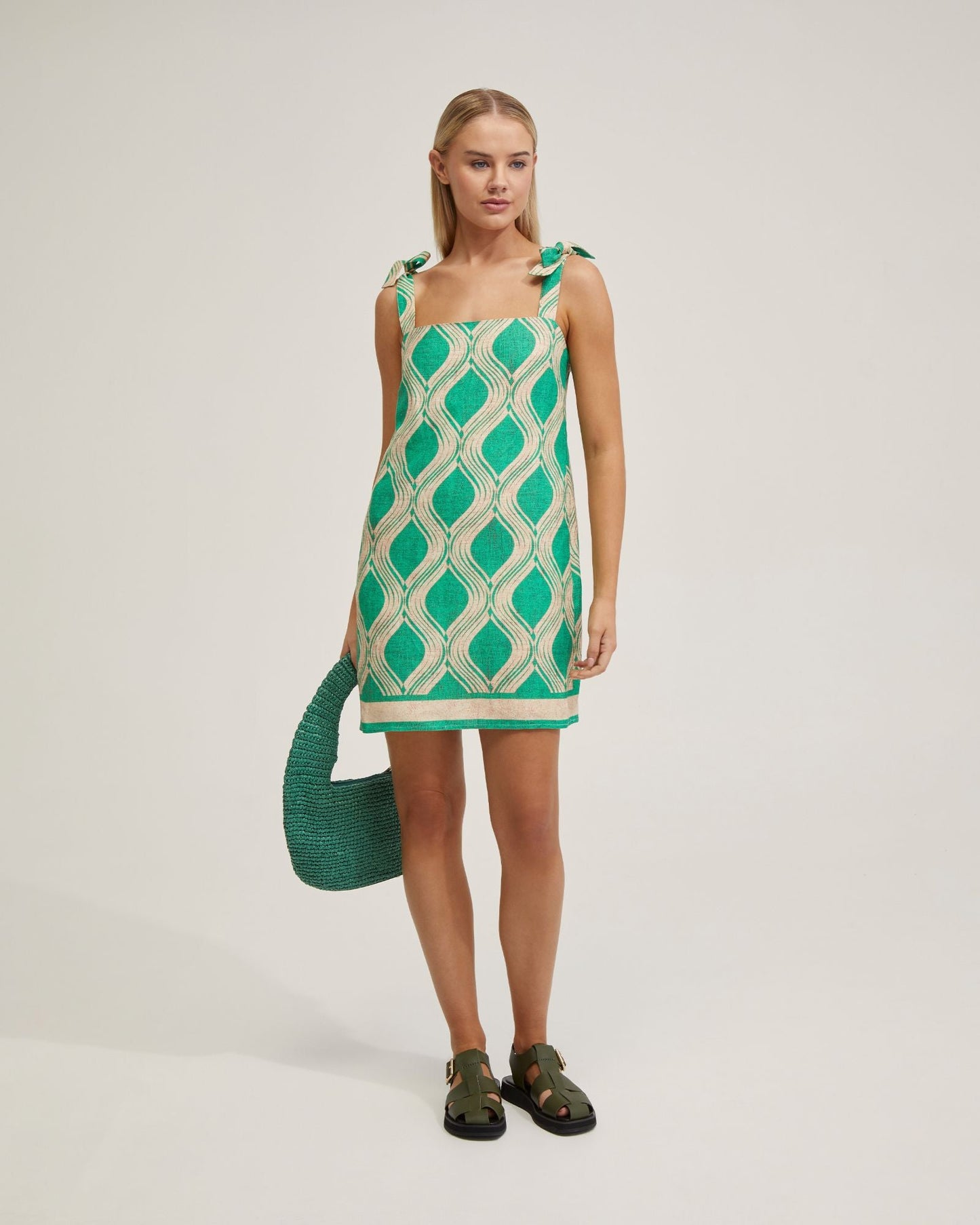 Emily Linen Blend Printed Dress