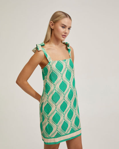 Emily Linen Blend Printed Dress