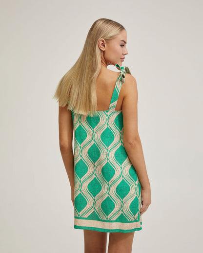 Emily Linen Blend Printed Dress