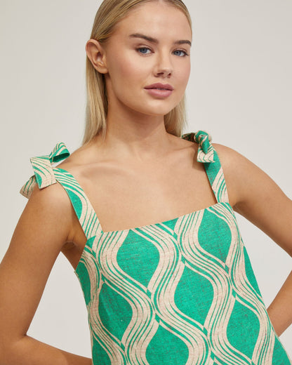 Emily Linen Blend Printed Dress