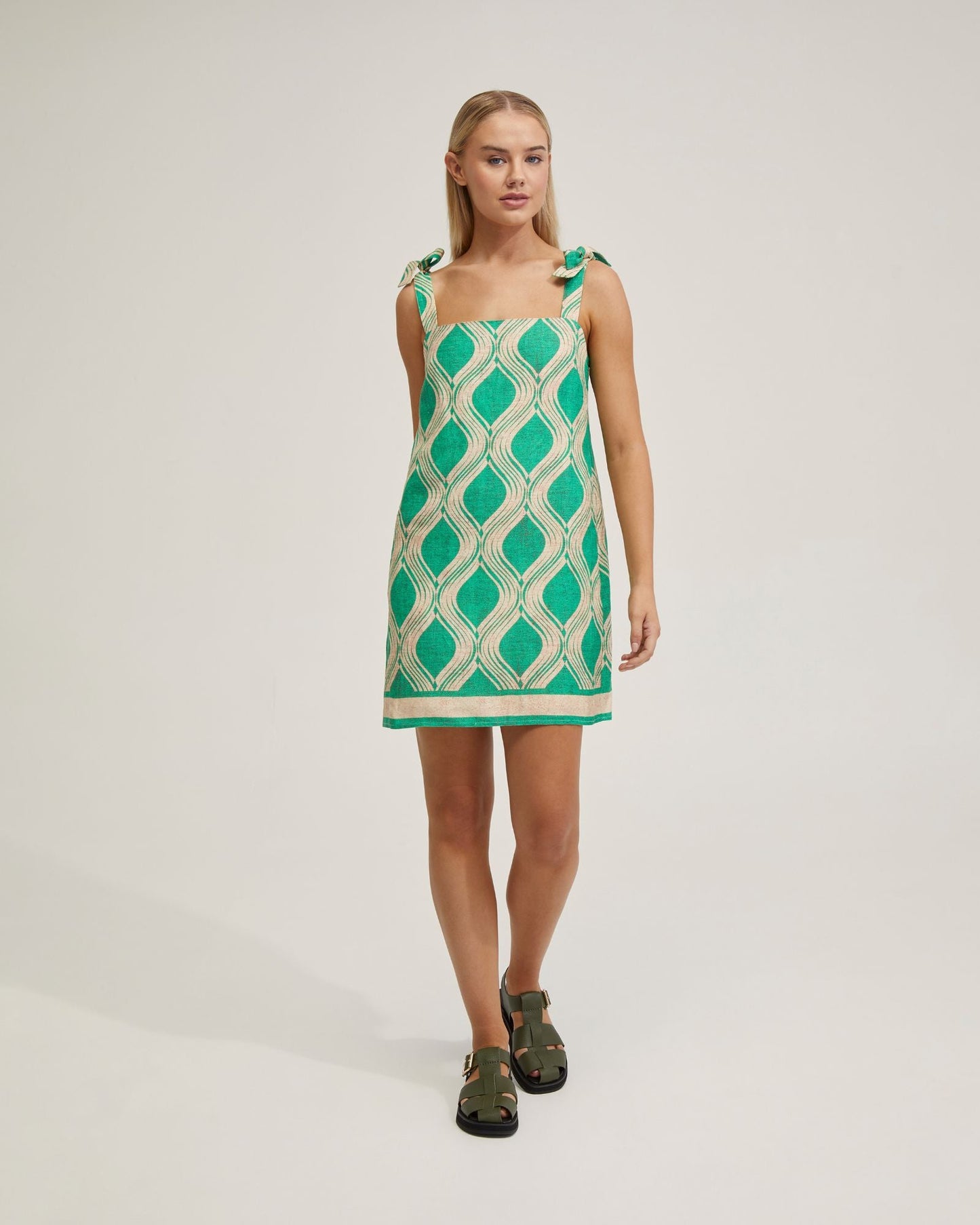 Emily Linen Blend Printed Dress