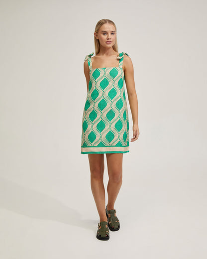 Emily Linen Blend Printed Dress