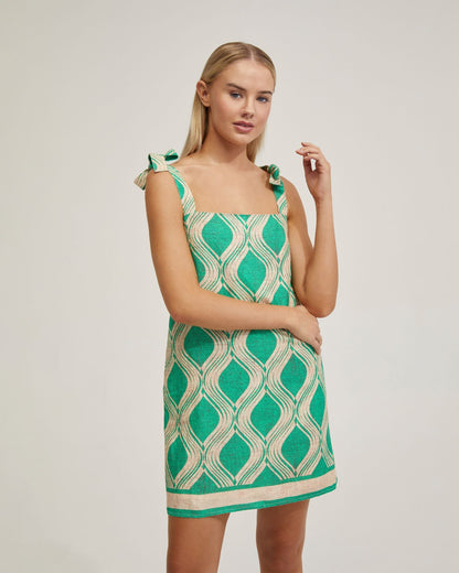 Emily Linen Blend Printed Dress