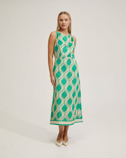 Carrie Linen Blend Printed Dress