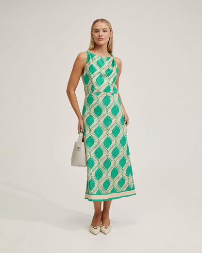 Carrie Linen Blend Printed Dress