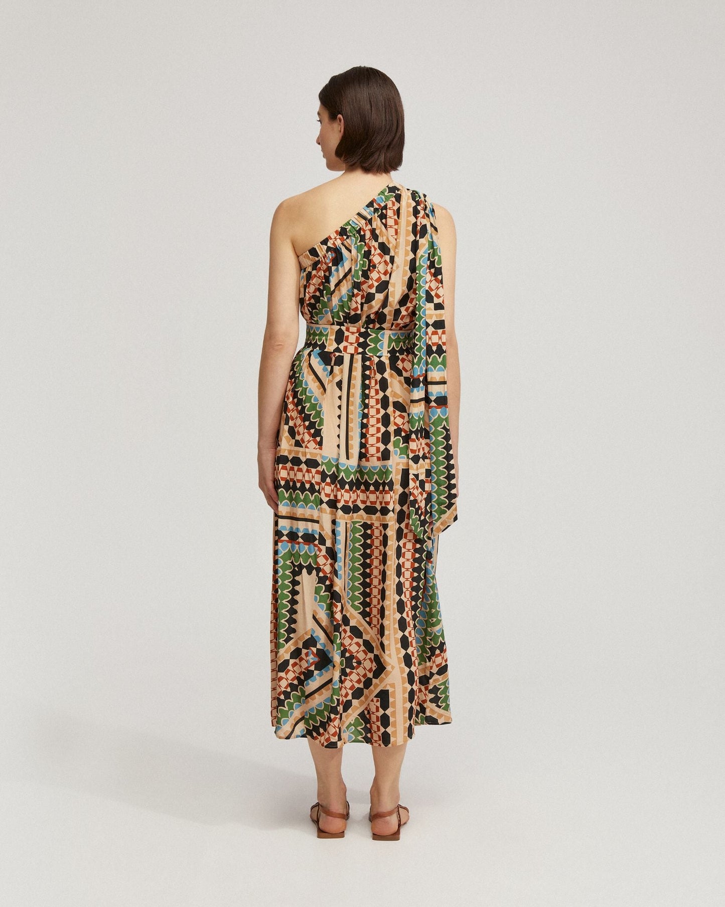 Samina Printed One-Shoulder Dress