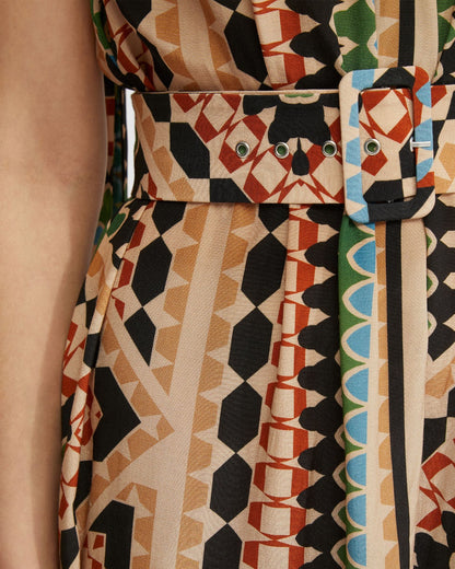 Samina Printed One-Shoulder Dress
