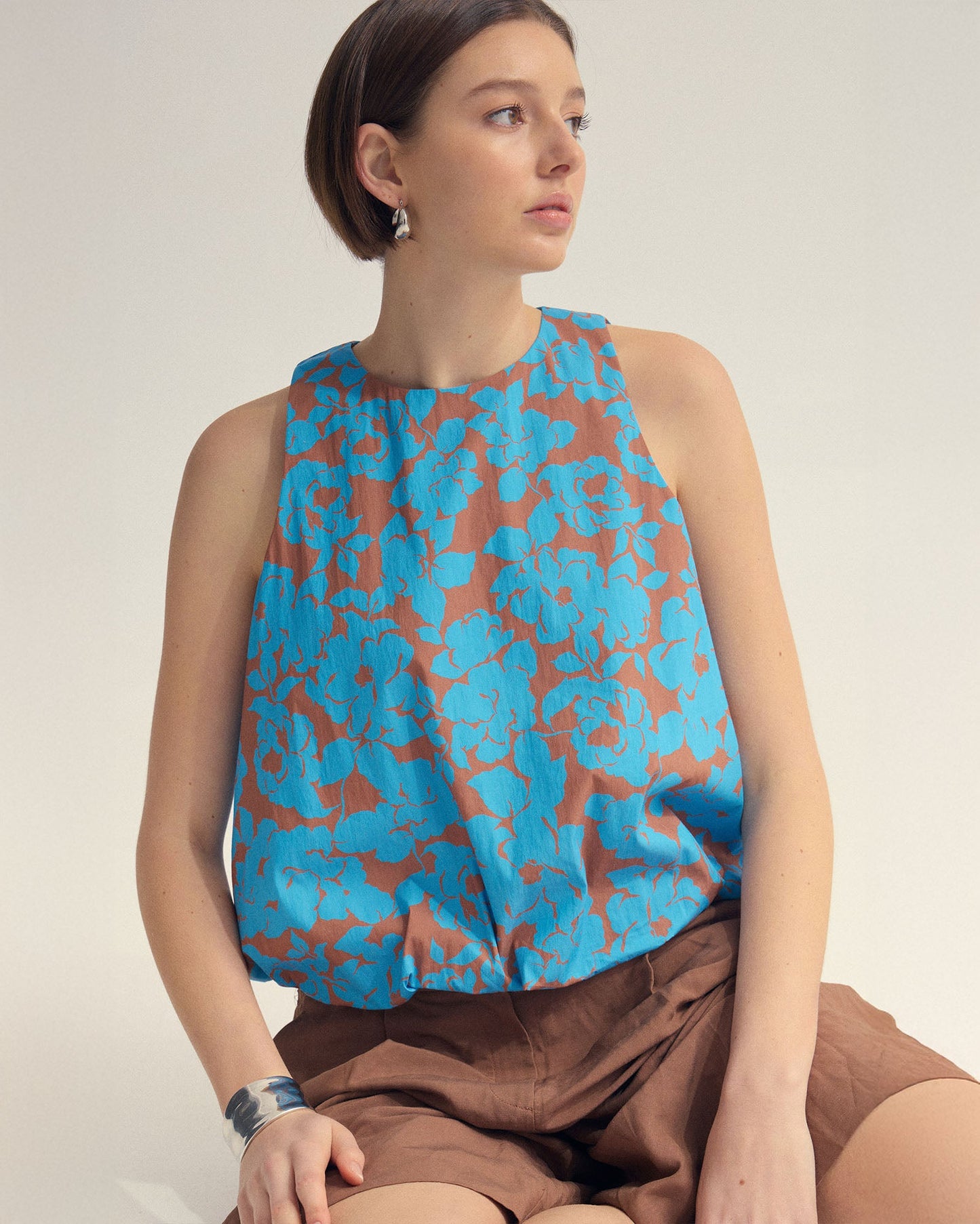 Clover Printed Cotton Shell Top