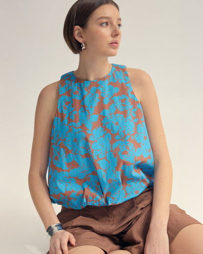 Clover Printed Cotton Shell Top